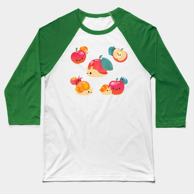 Apple snail Baseball T-Shirt by pikaole